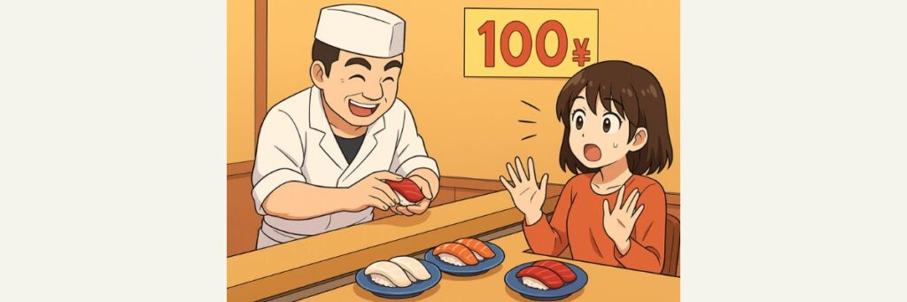職人が握る「天狗鮨」の驚き100円寿司