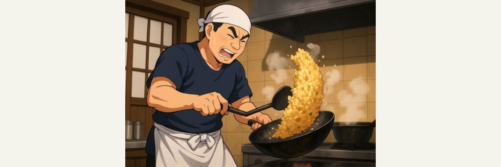 名物「やきめし」の豪快な調理法