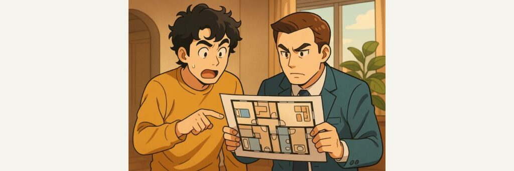 ②不思議な模様のマークが描かれた間取り図