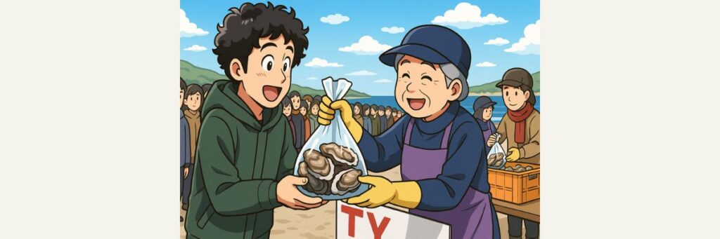 北海道サイドの見どころ(大泉洋ד海の幸丼”の行列)