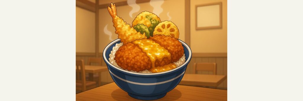 名物“天丼 on かつ丼”=おまかせ丼の正体