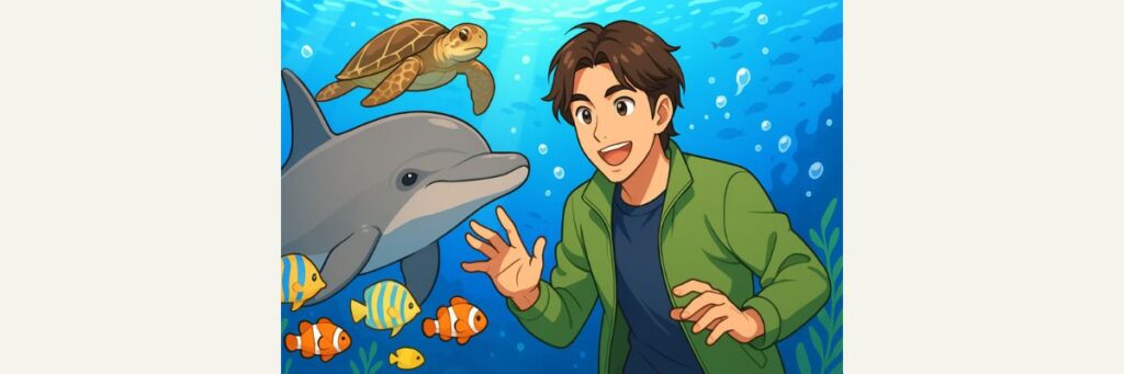 ふれあい型の水族館体験(番組中盤)