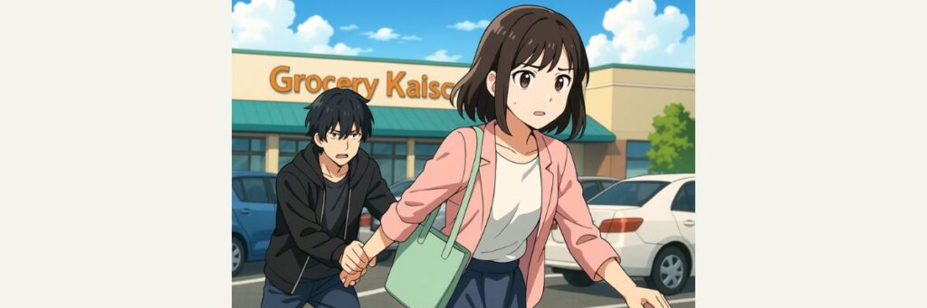 買い物・駐車場・店舗シーン(第1話)