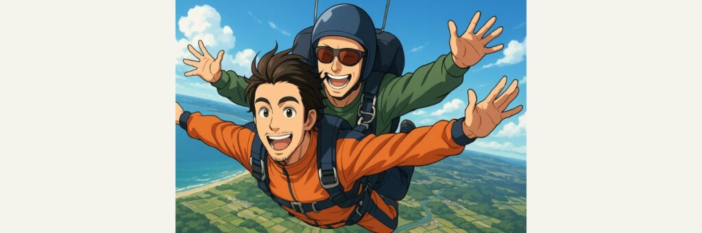 スカイダイビング初挑戦(番組クライマックス)