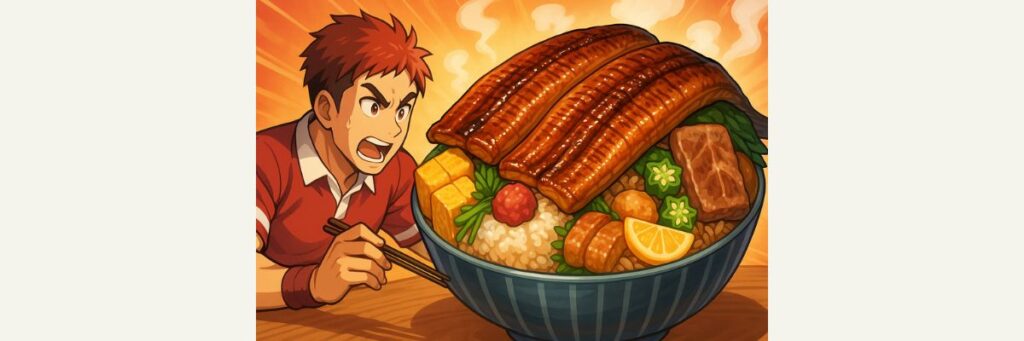 第2戦・ラグビー軍団VS巨大ダブルうなとろ丼