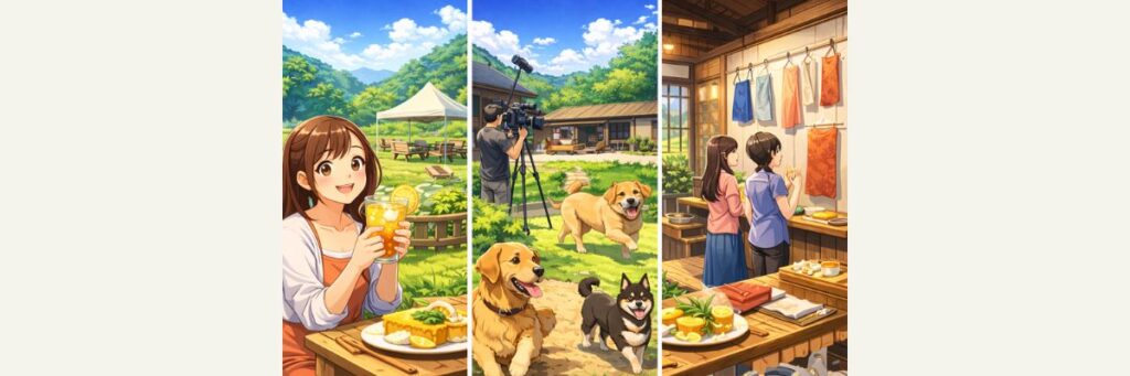 シキパークの楽しみ方（カフェ・マルシェ・ドッグラン・ギャラリー）