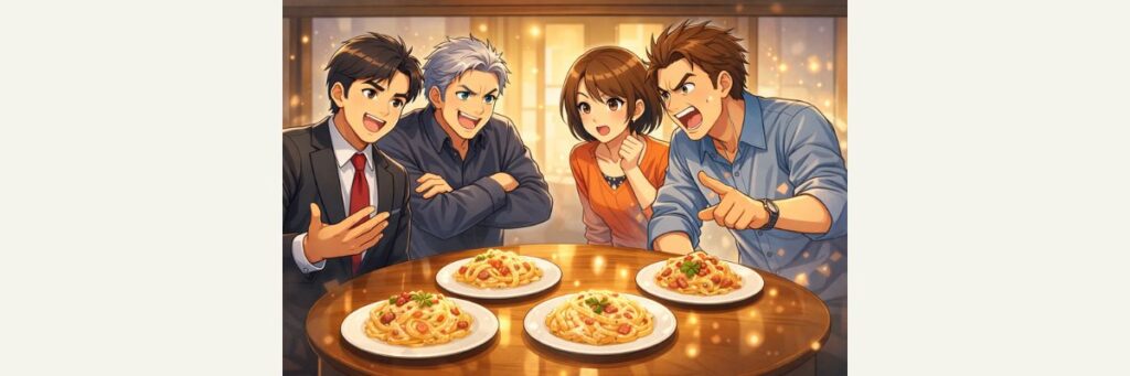 カルボナーラ回の見どころ（厳選3品の方向性）